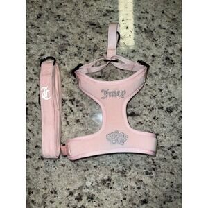 Juicy Couture  6 Ft Velour Dog‎ Leash Harness SET Pink Size Small Crown Bling AC